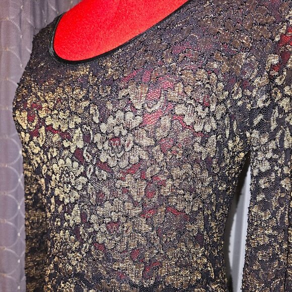 Jeremy Scott Braemar Gold Laced & Black Velvet Gown - Size 14 - Picture 1 of 7